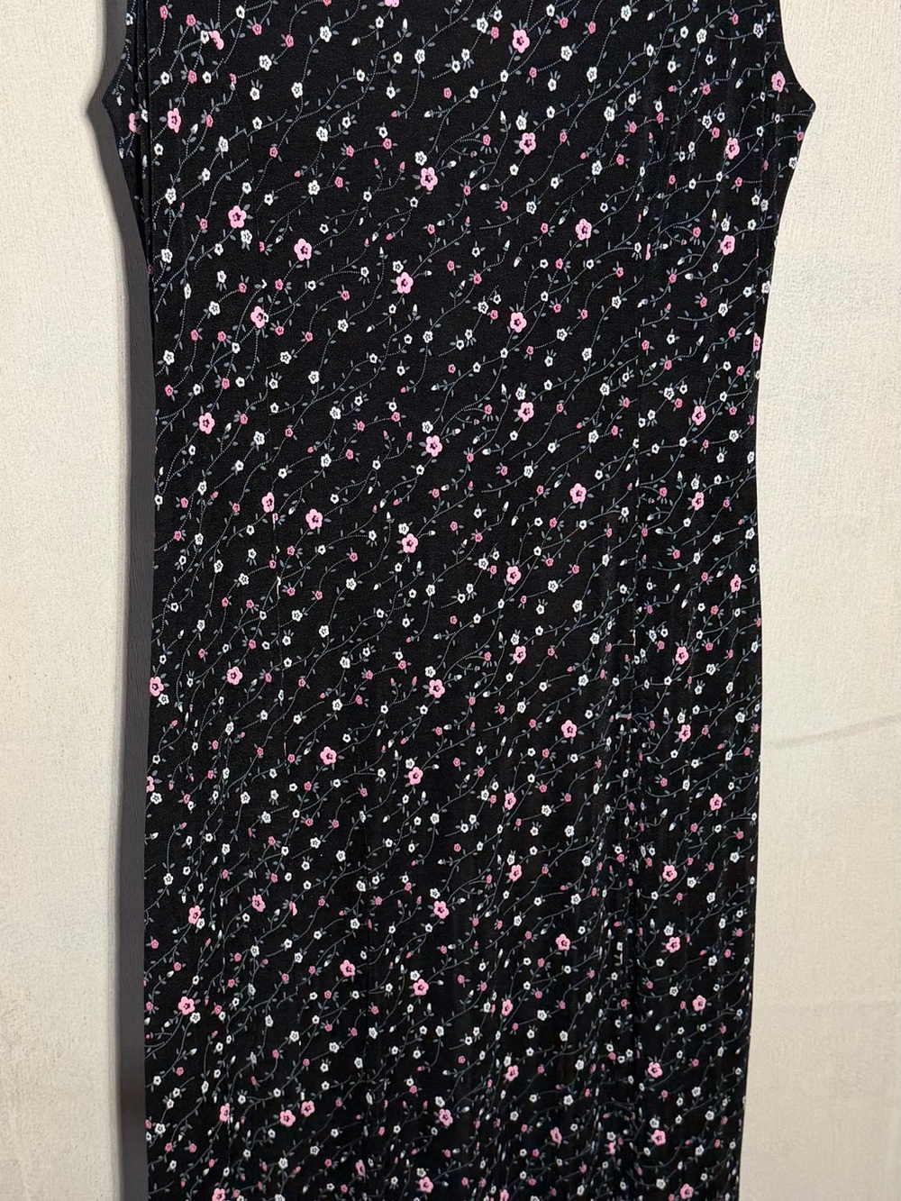 E.S.S.E USA Black Floral Maxi Dress Women’s Sleeveless Small Pink Floral